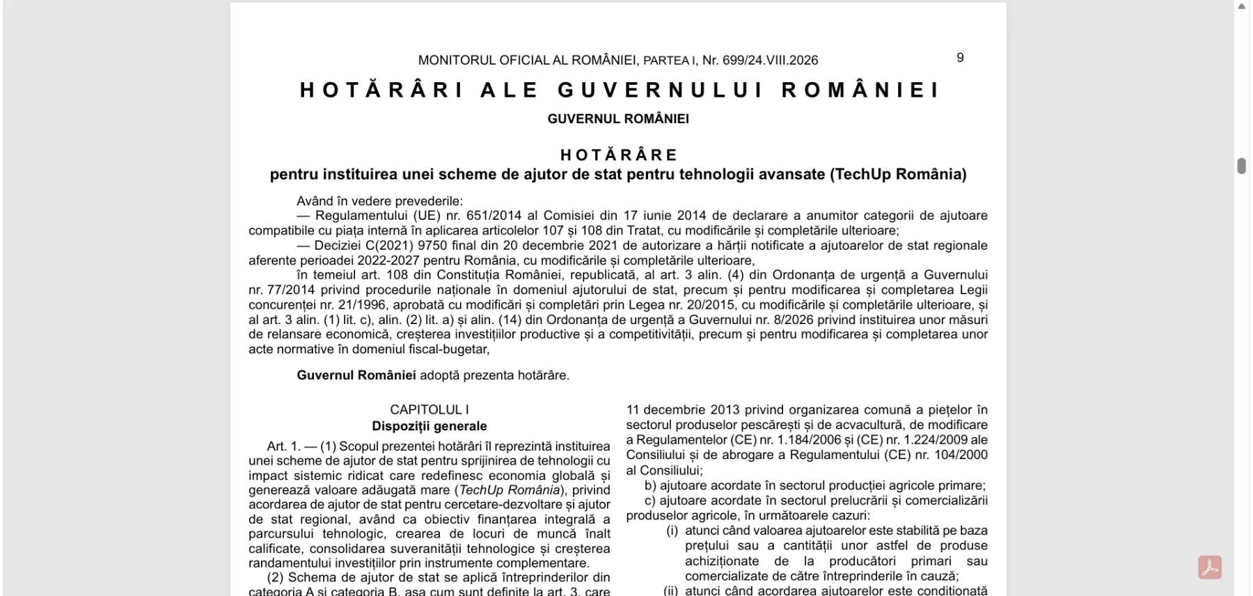 Programul TechUp România: ajutoare de 1 miliard EUR pentru firmele de tehnologie, reglementate prin HG 643/2026